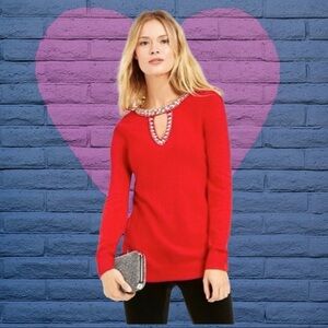INC International Concepts - Embellished Keyhole Sweater